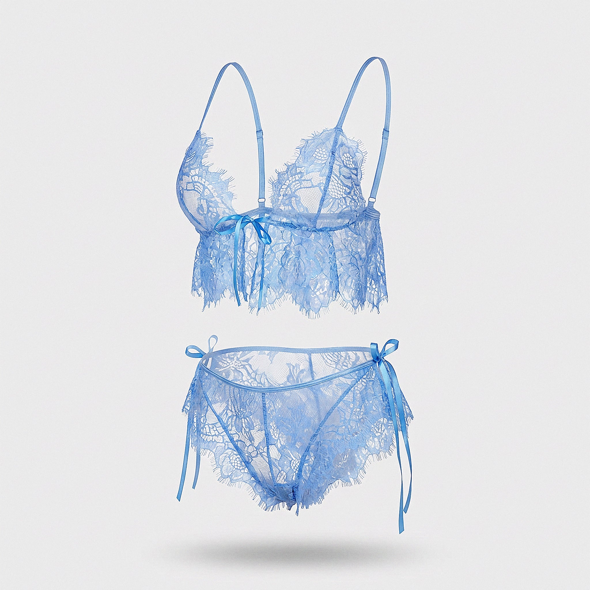 Juliet blue lace lingerie set — product view