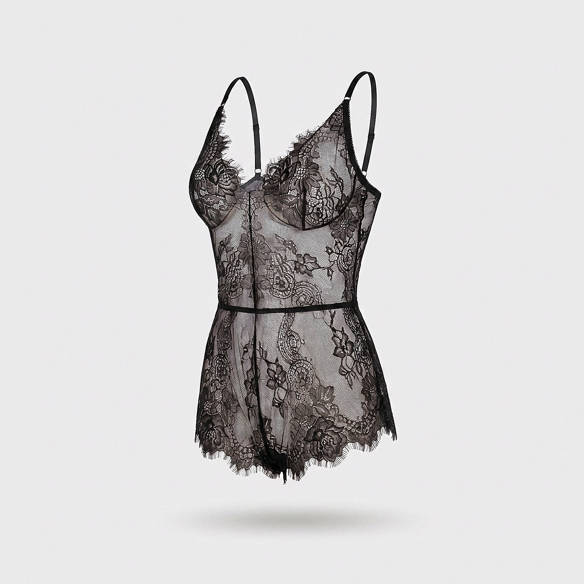 Alani eyelash-lace babydoll romper — product view