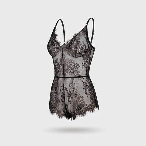 Alani eyelash-lace babydoll romper — product view