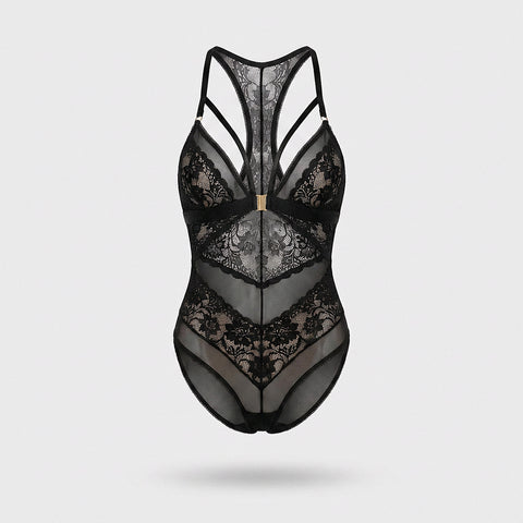 Ava floral-lace racerback teddy — product view