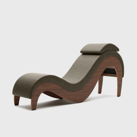 Supervio chaise in Synleather Bison with walnut frame