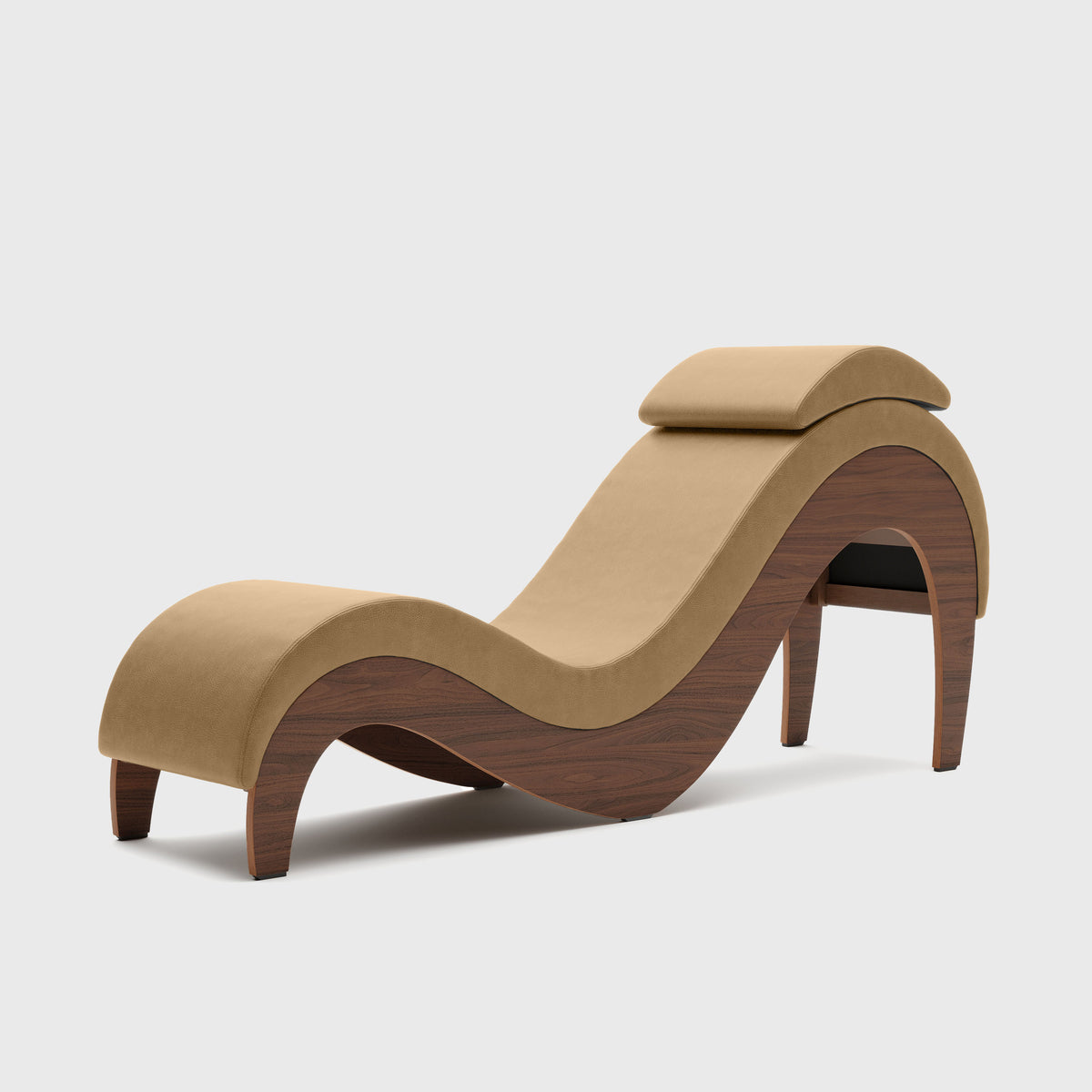 Supervio chaise in Synleather Buckskin with walnut frame
