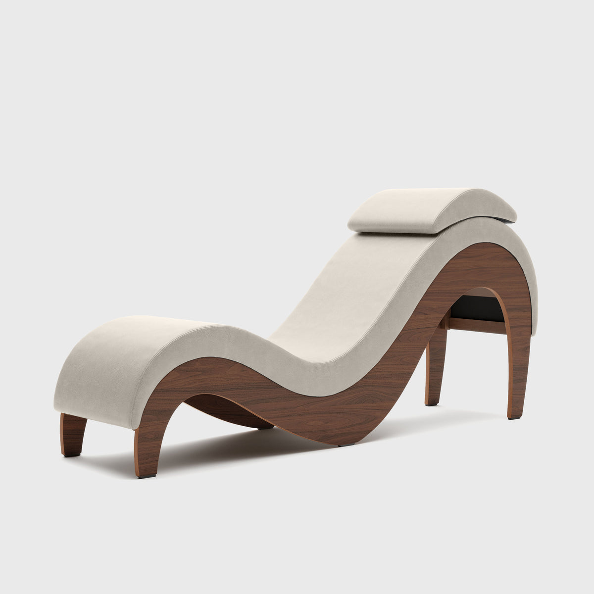 Supervio chaise in Synleather Coyote with walnut frame