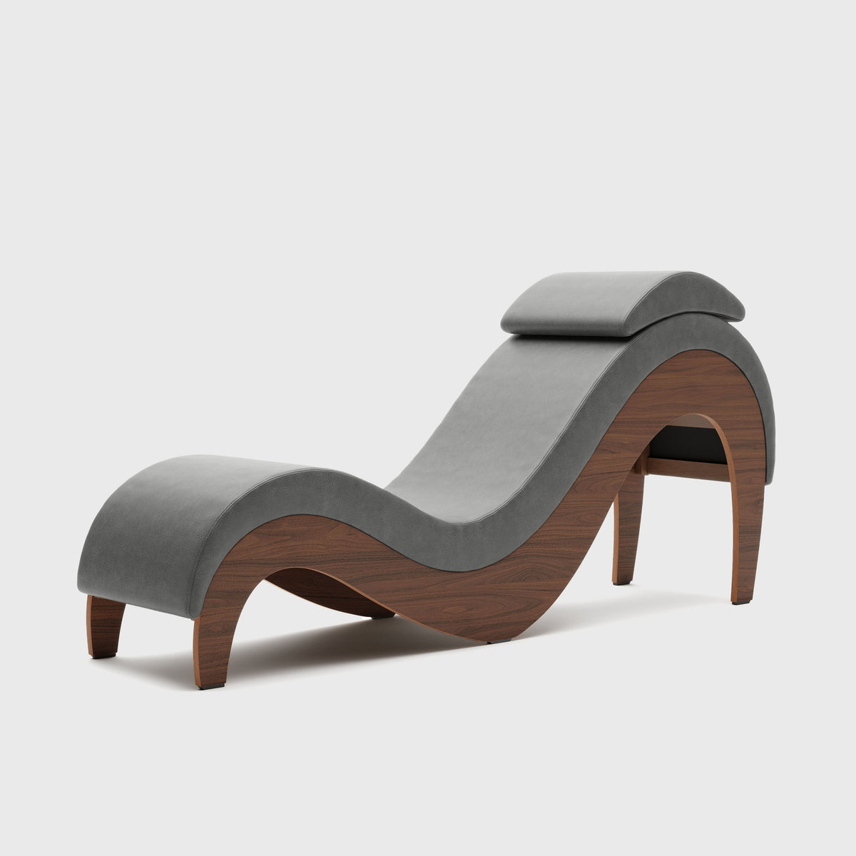 Supervio chaise in Synleather Iron Dark Gray with walnut frame