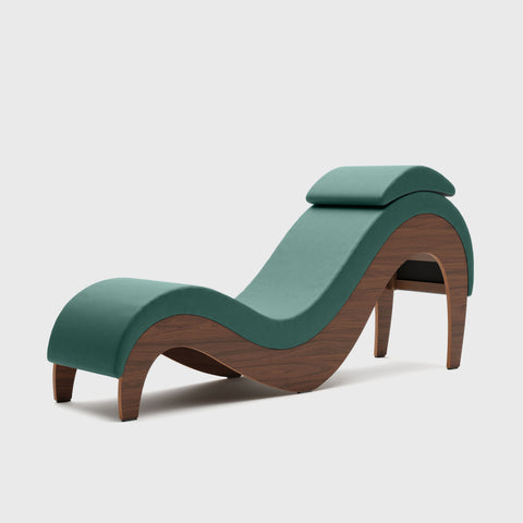 Supervio chaise in Synleather Seaweed with walnut frame