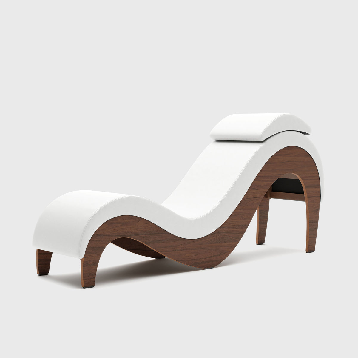 Supervio chaise in Synleather White with walnut frame