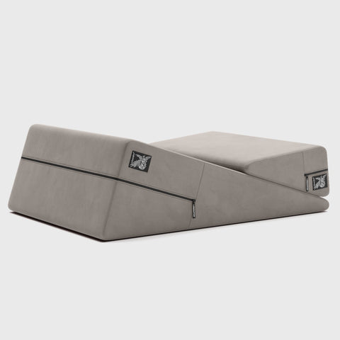 Wedge ramp combo sex pillow in lush gray on white background